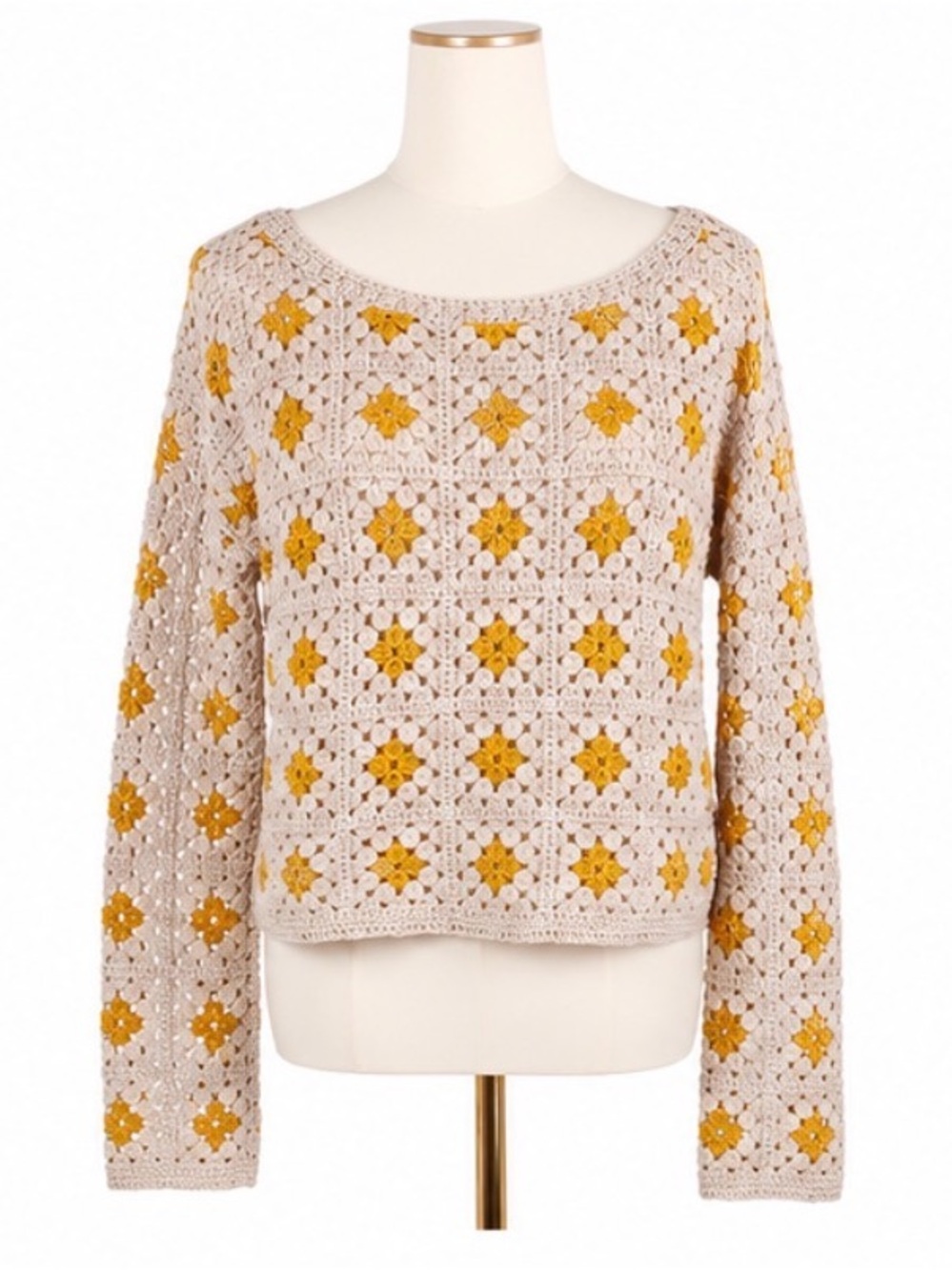 Industry Republic Crochet Granny Square Sweater Medium Boho Cottagecore Floral